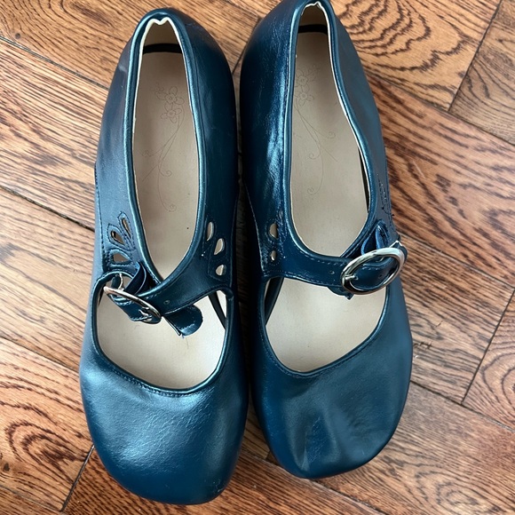 Navy Mary Jane Heeled Loafers - Picture 2 of 7